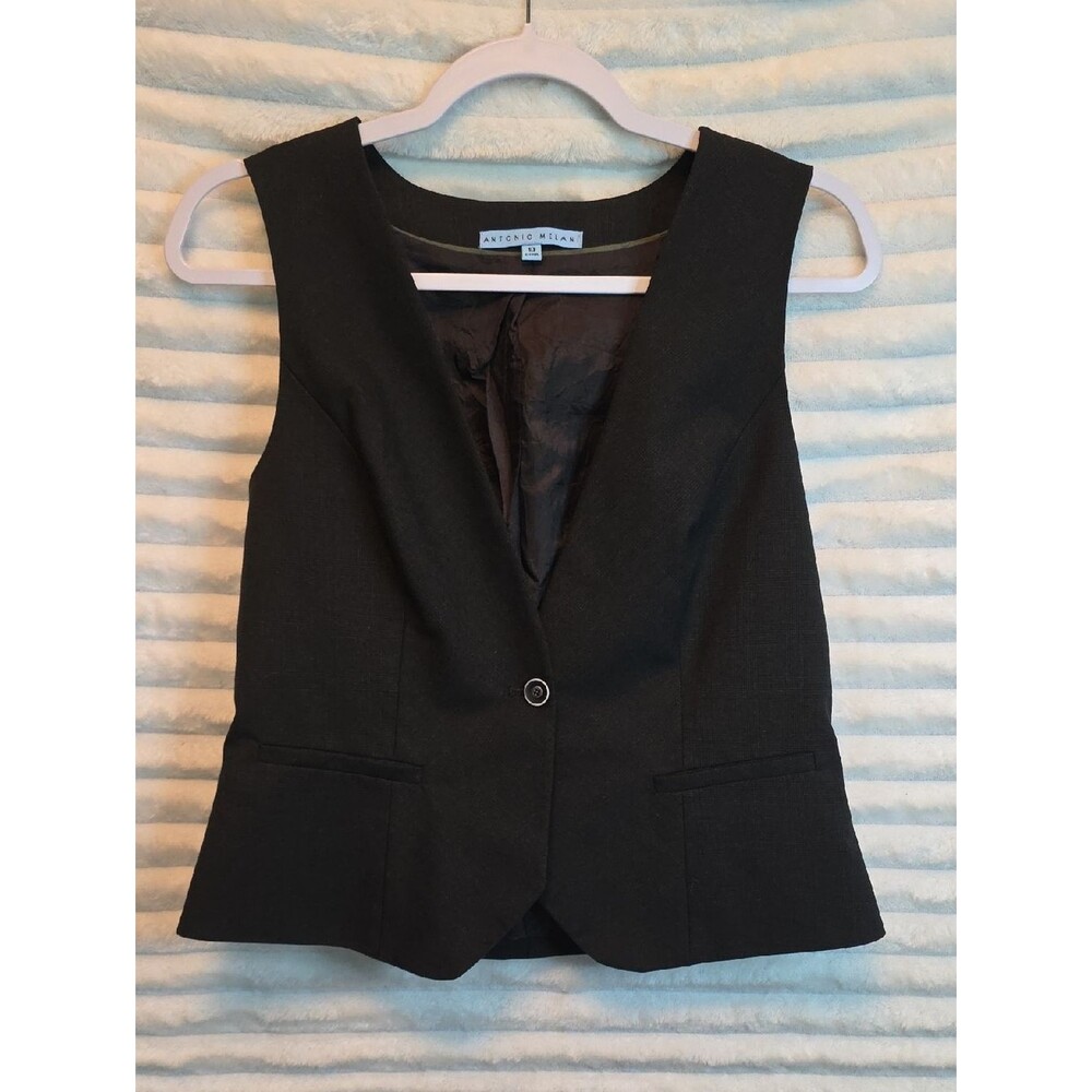 Antonio‎ Melani Womens Black Tailored Single Button Suit Vest Waistcoat Size 10